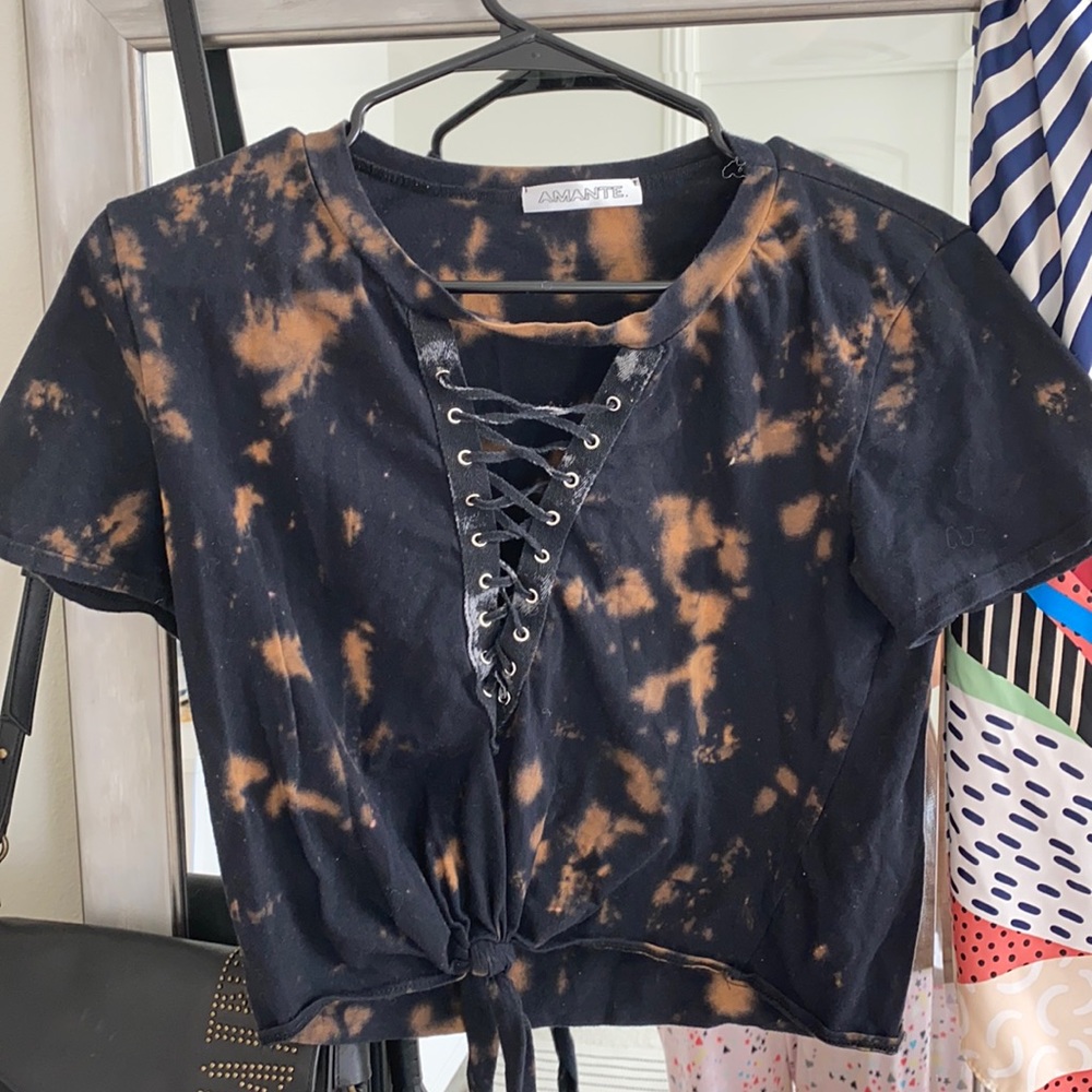 Distressed crop top tie dye